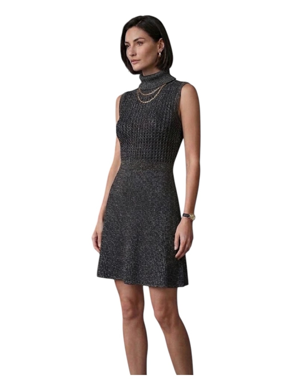 Vintage Metallic Lurex Disco Glam Gem 70/80s Knit Sleeveless Midi Dress Crochet